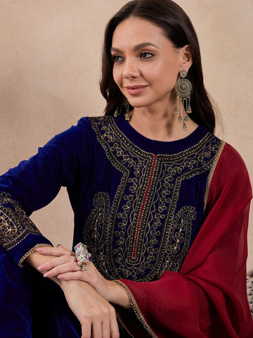 Neelaya Velvet Kurta Set with Dupatta