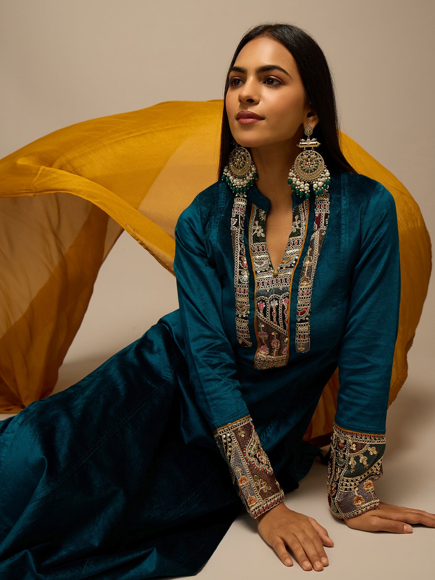 Regal Teal & Rust Kurta Set