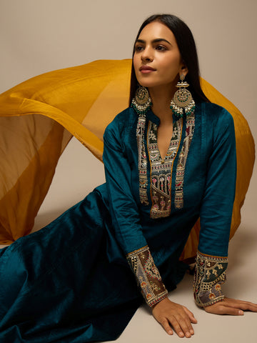 Regal Teal & Rust Kurta Set