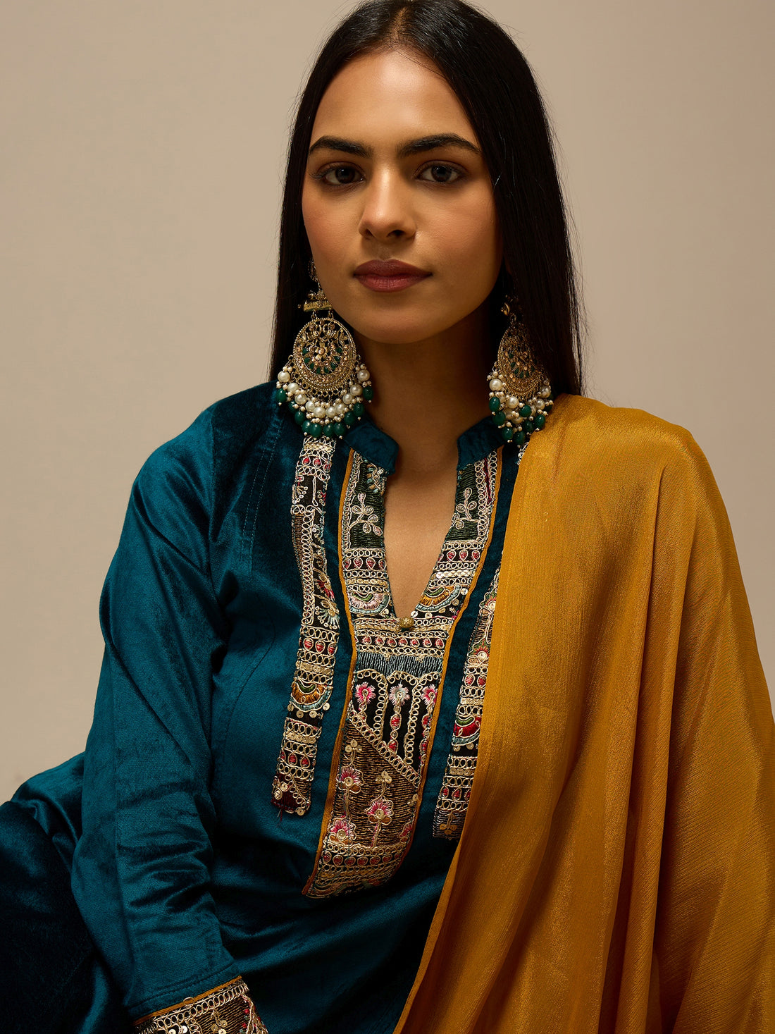 Regal Teal & Rust Kurta Set