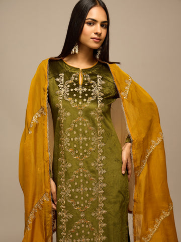 Olive Opulence Dupatta Set