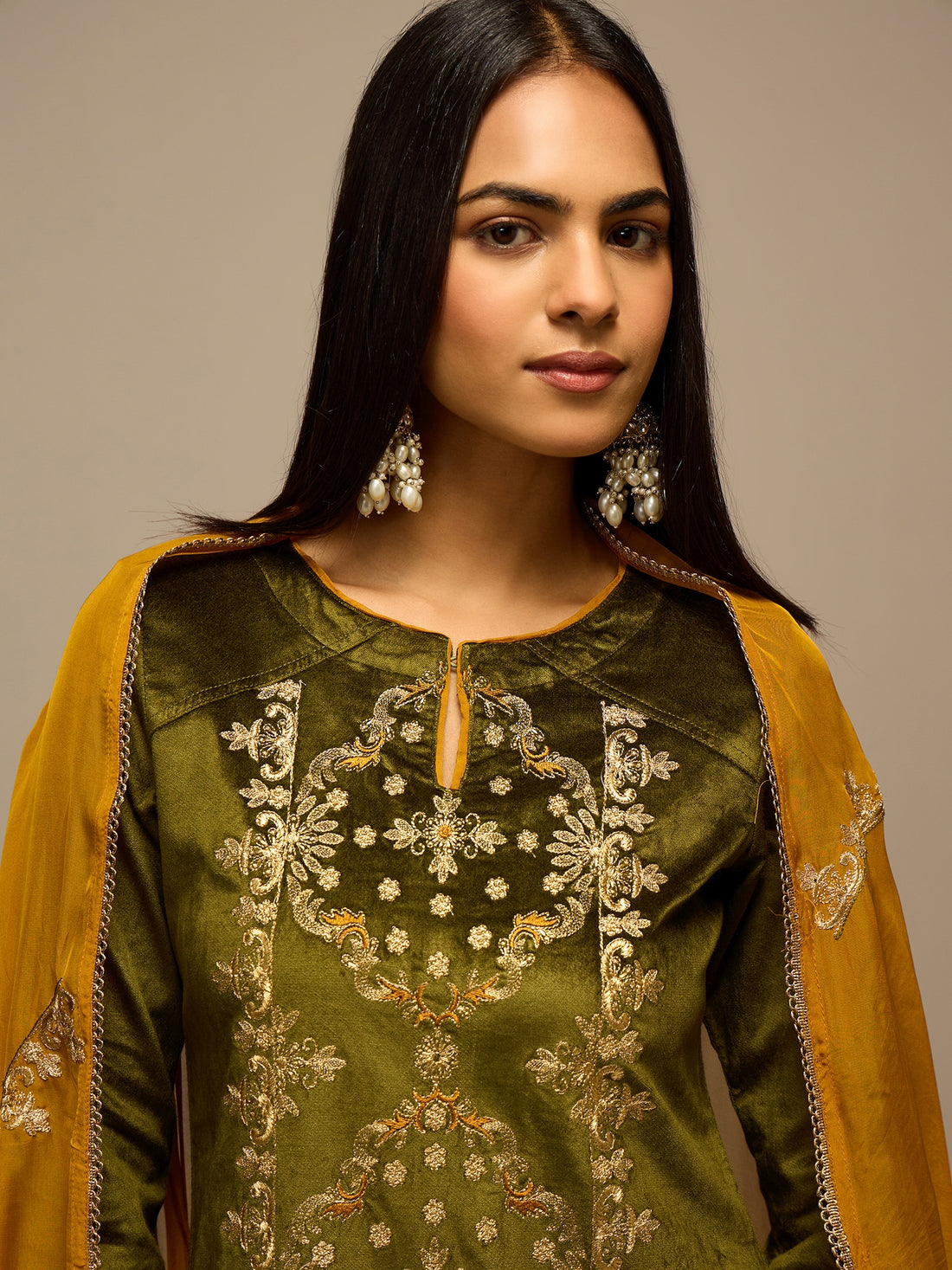 Olive Opulence Dupatta Set