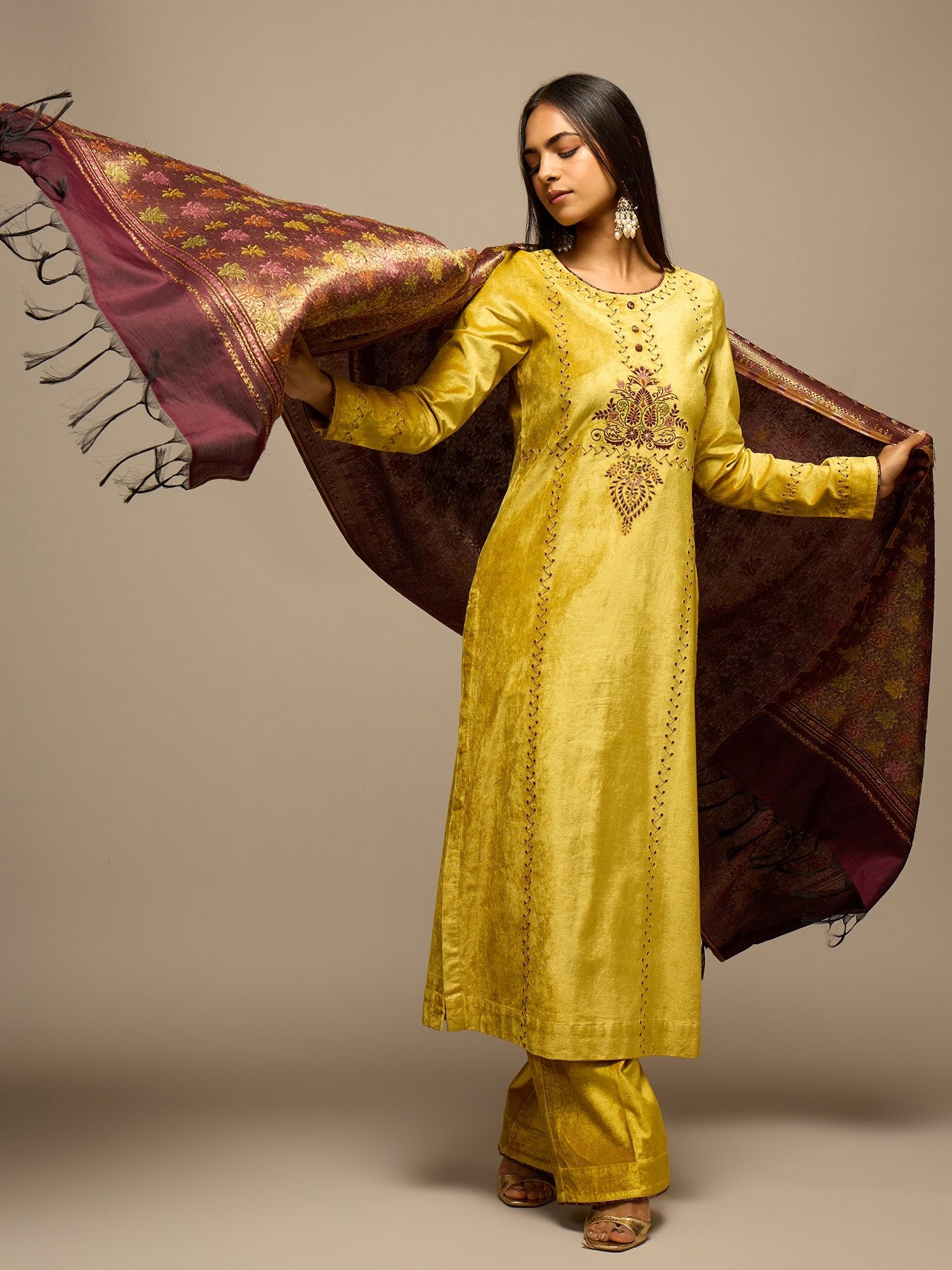 The Golden Radiance Velvet Kurta Set