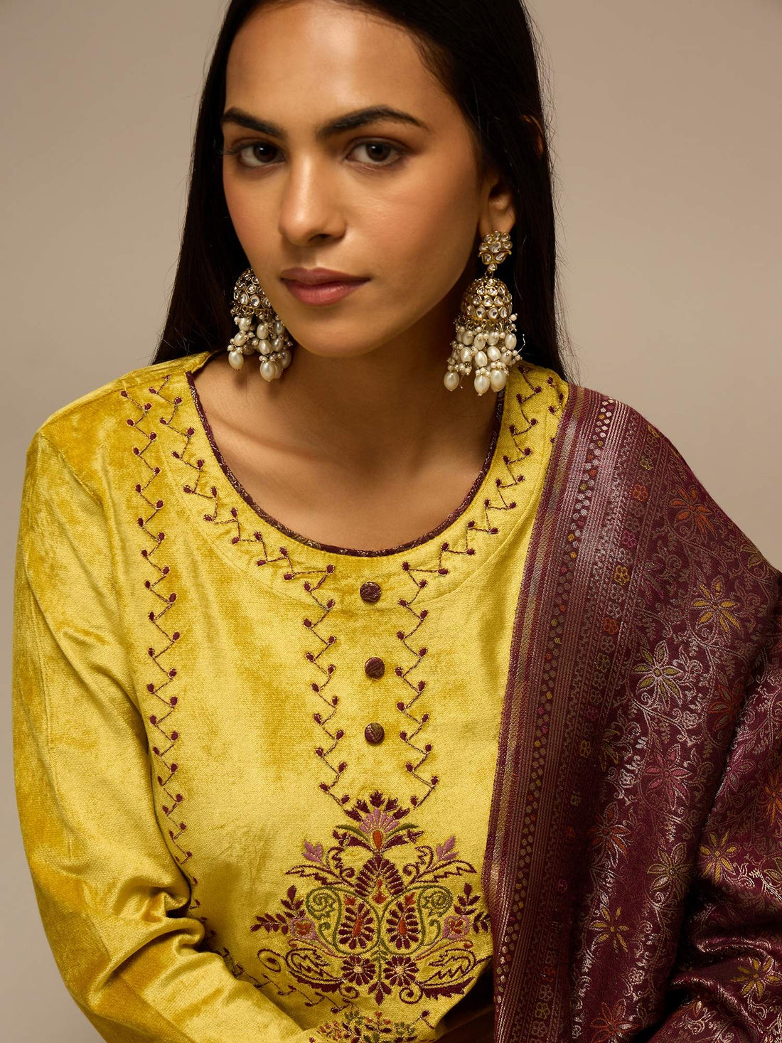 The Golden Radiance Velvet Kurta Set