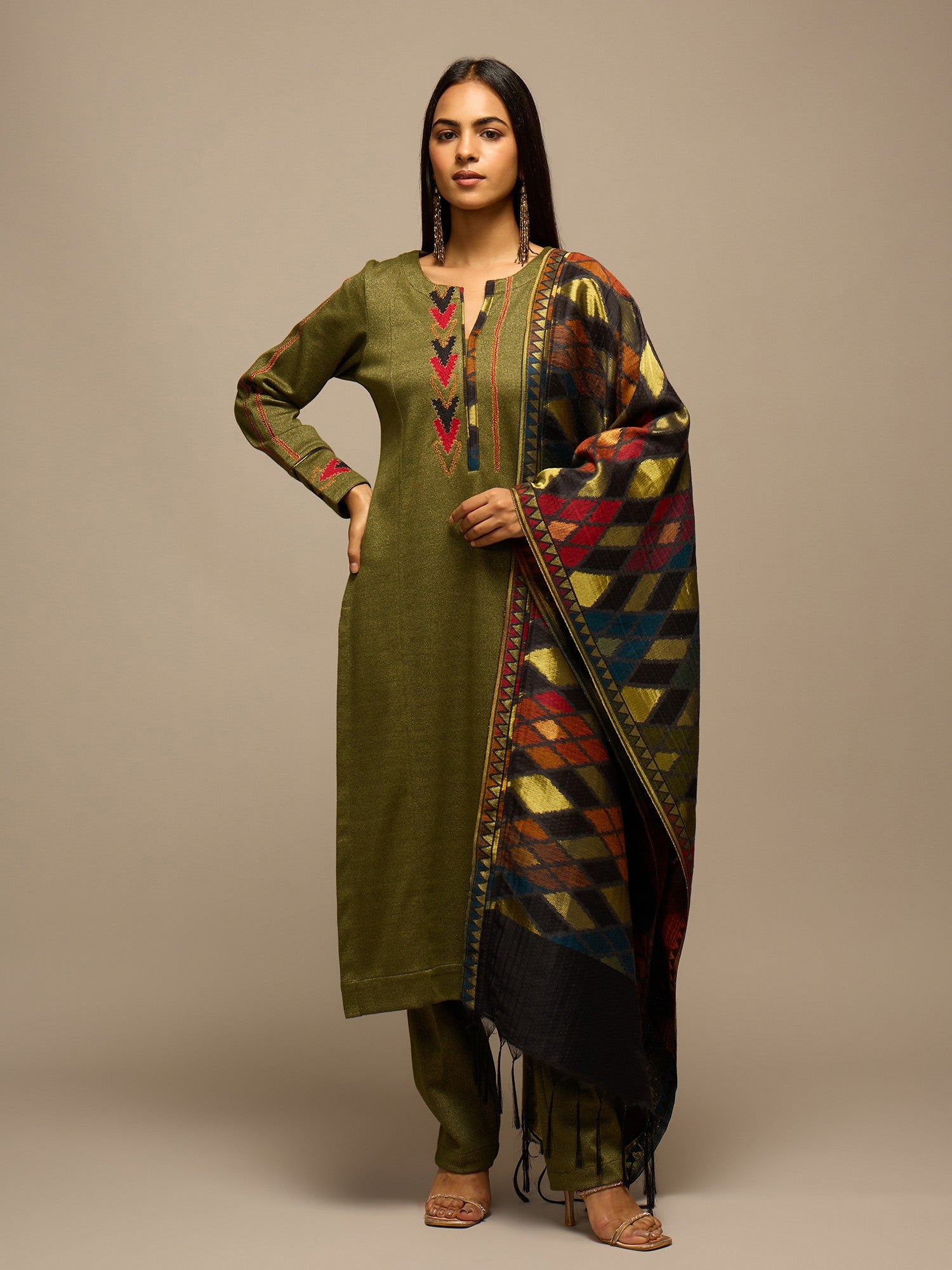 The Rustic Olive Kurta Set