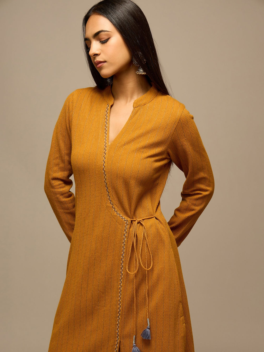 The Mustard Wrap Kurta Set