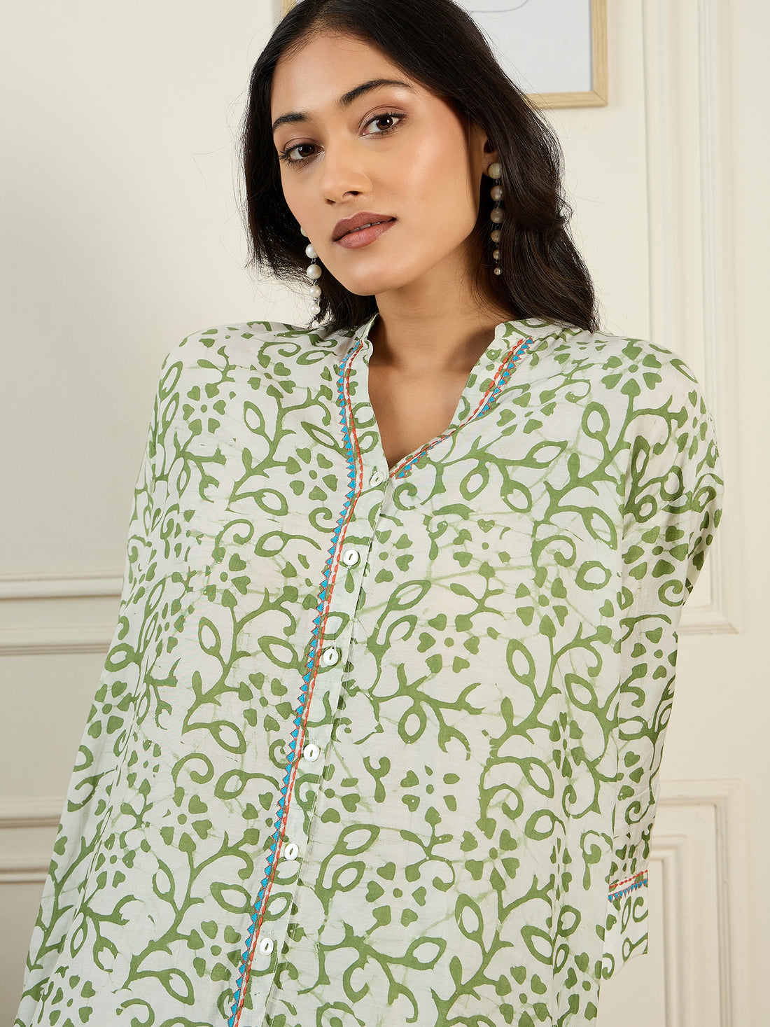 Green Floral Printed Kurta Set