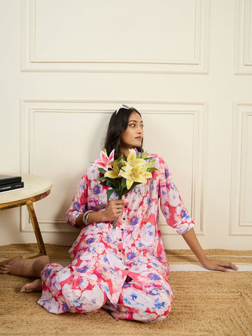 Pink Floral AntiFit Kurta Set