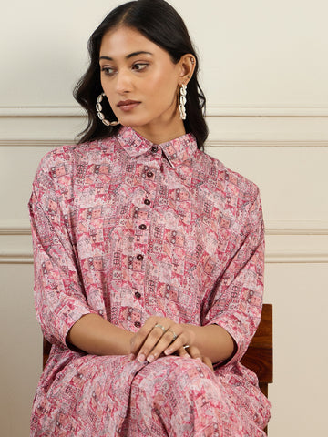 Carnation Pink Printed Kurta Set