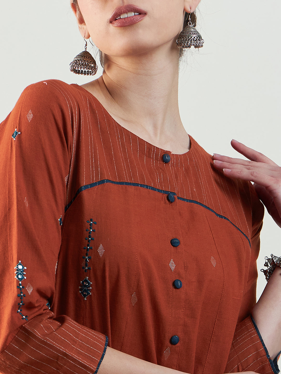 Rust A-Line Kurta Set
