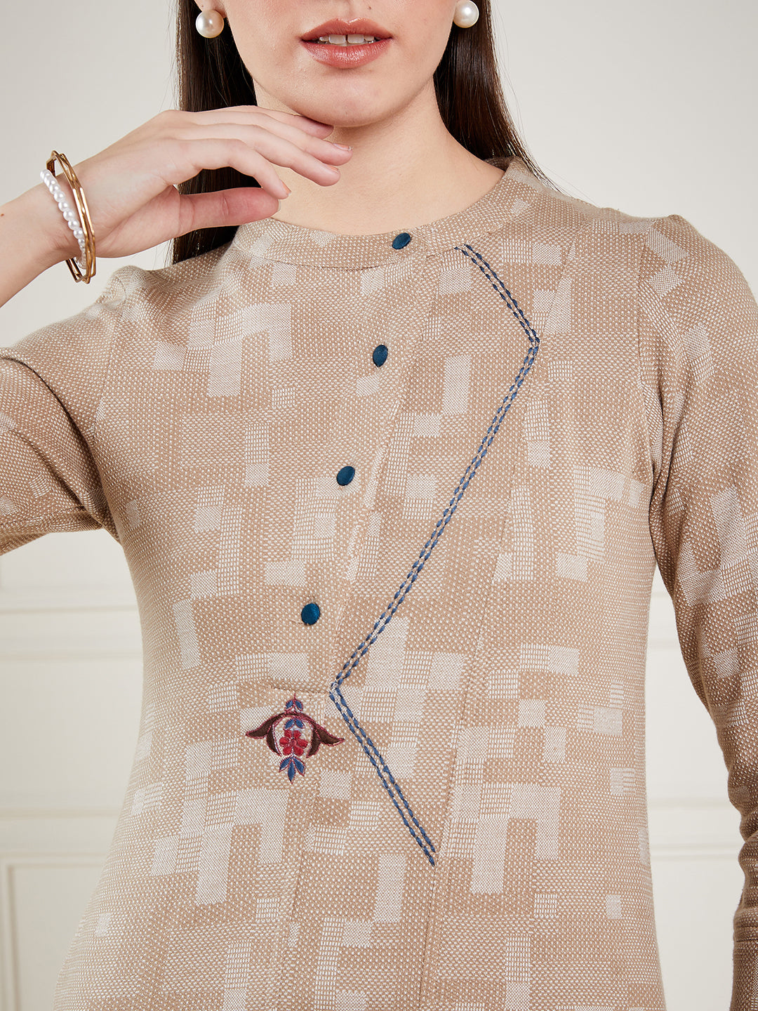 Classic Beige Wool Kurta Co-ord Set