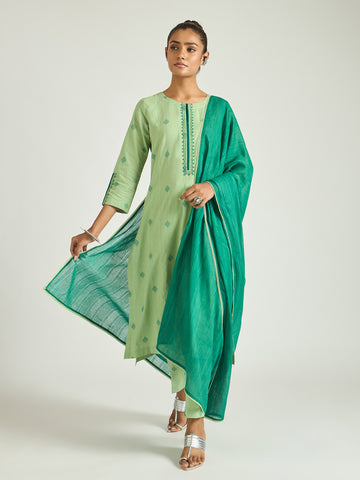 The Emerald Loom Kurta Set with Dupatta