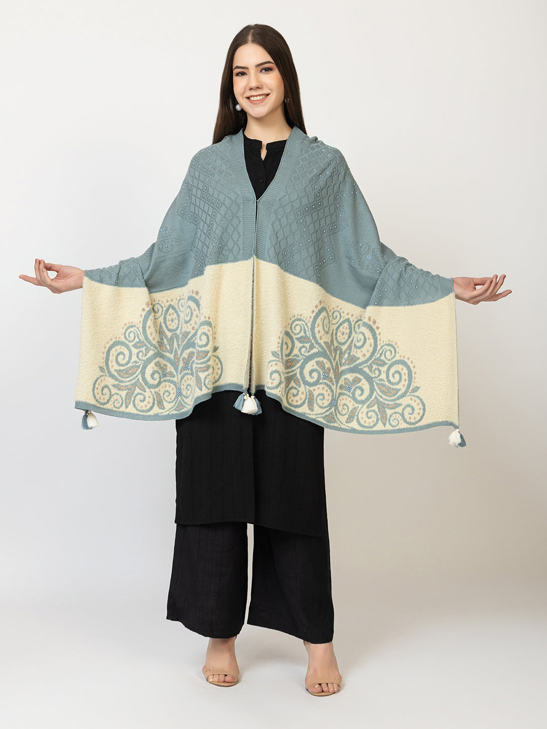 The Frost Bloom Woollen Shawl