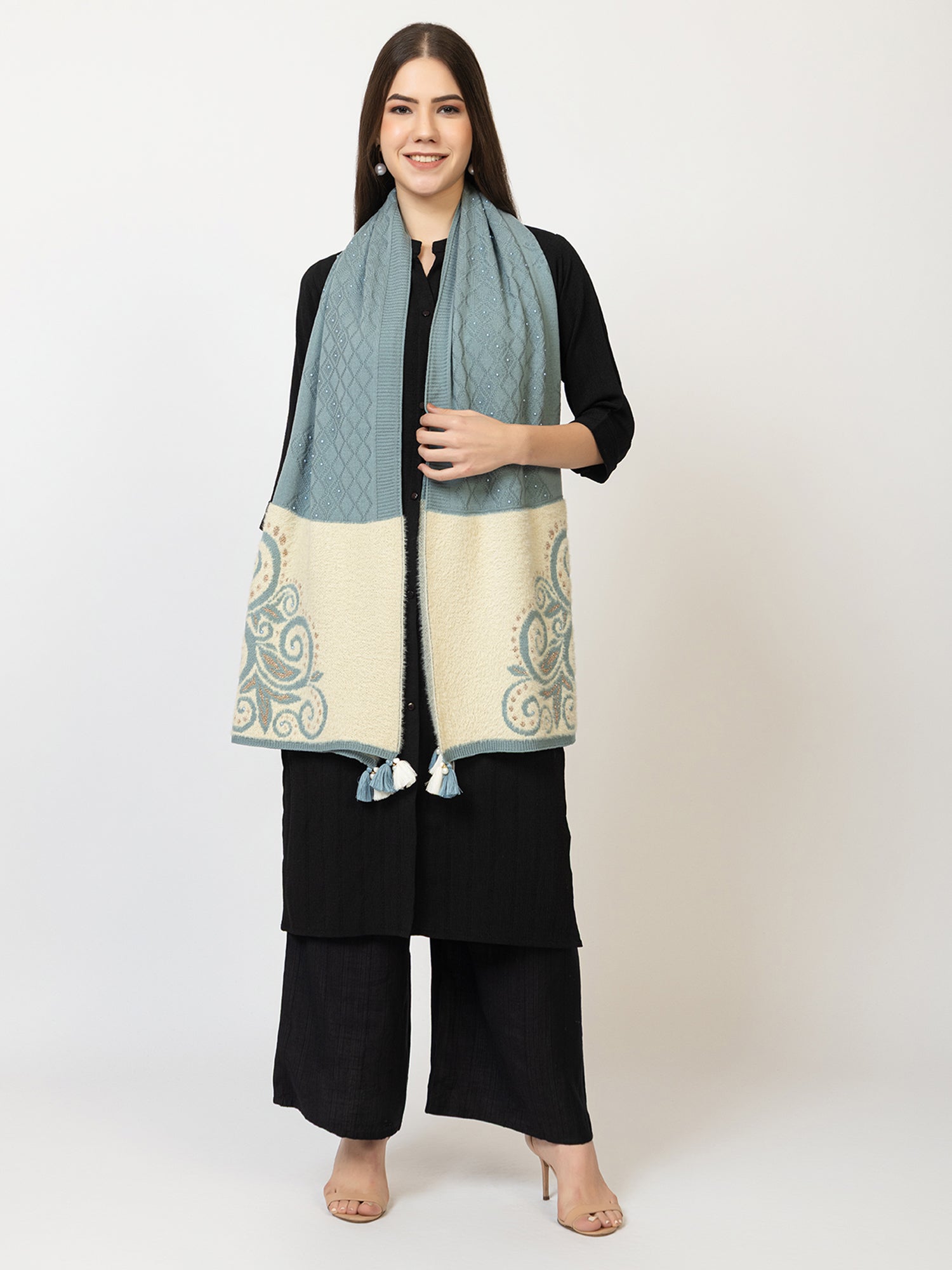 The Frost Bloom Woollen Shawl