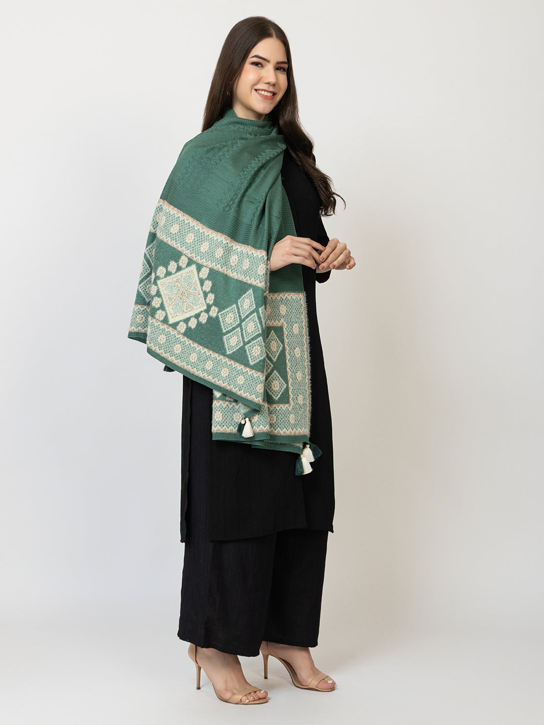 The Emerald Weave Woollen Shawl