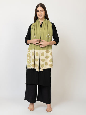 The Olive Bloom Woollen Shawl