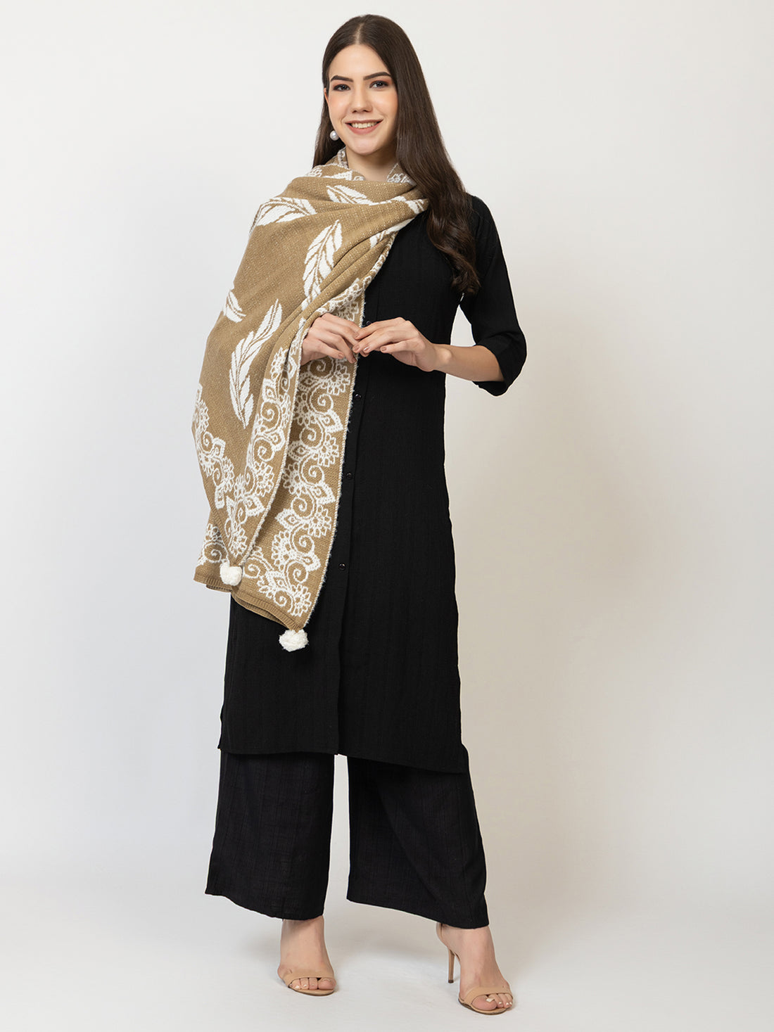 The Feather Lace Woollen Shawl