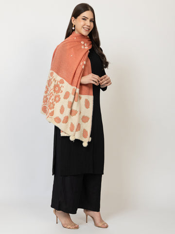 The Peach Bloom Woollen Shawl