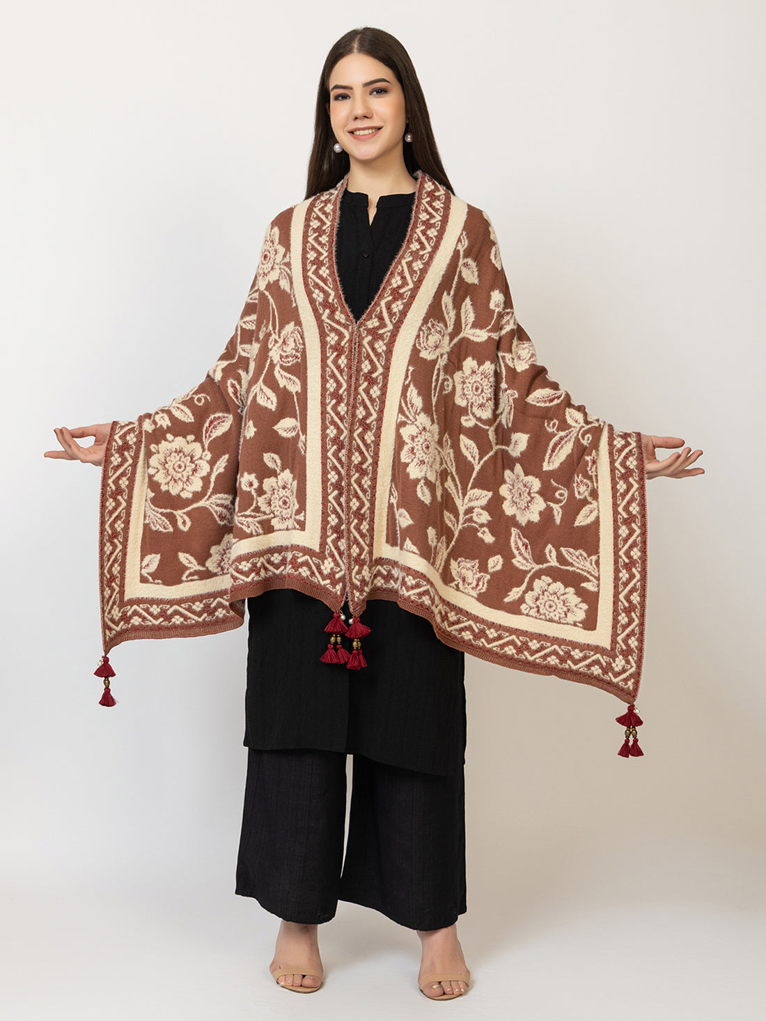 The Cocoa Bloom Woollen Shawl