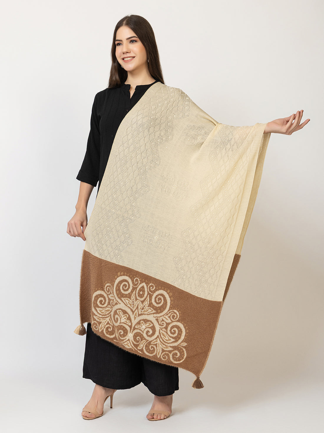 The Cream Caramel Woollen Shawl