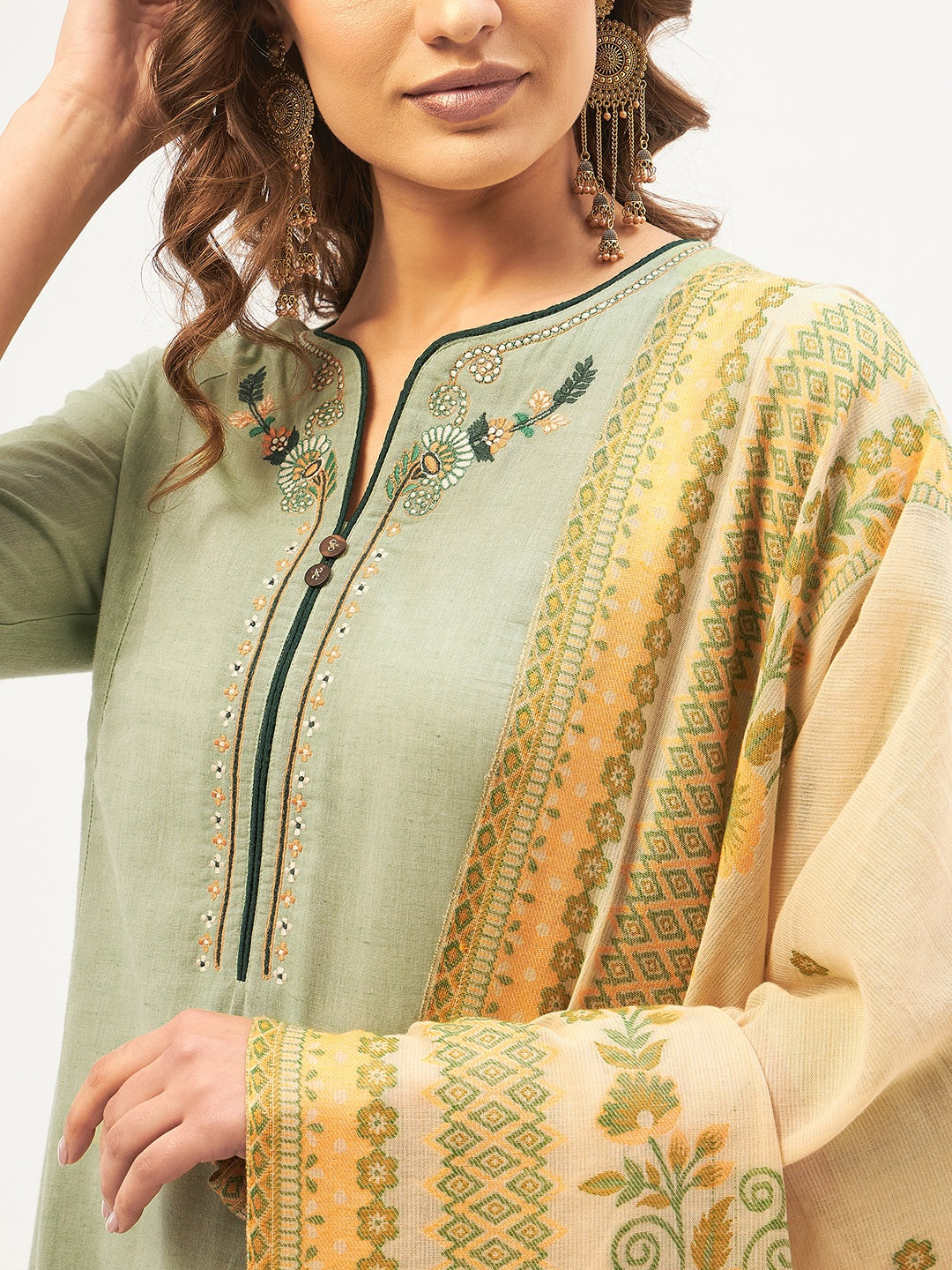 Pista Green Kurta Set With Dupatta