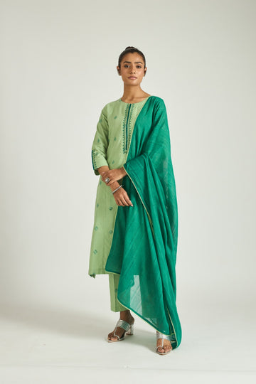 The Emerald Loom Kurta Set with Dupatta