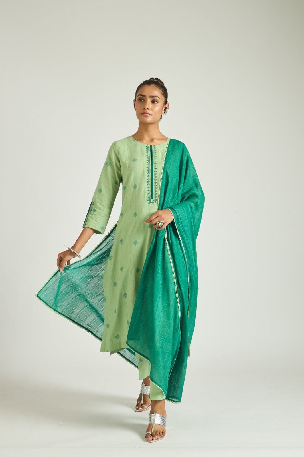 The Emerald Loom Kurta Set with Dupatta