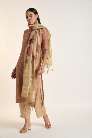 The Rosewood Floral Woven Dupatta Kurta Set