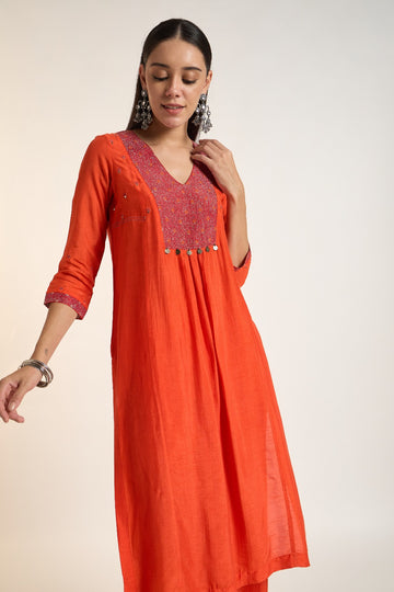 The Vermilion Embellished Kurta Set