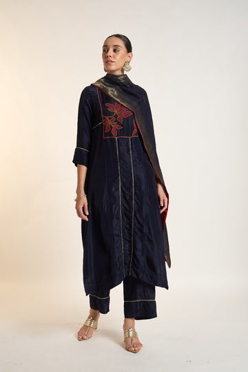 The Midnight Botanical Kurta Set