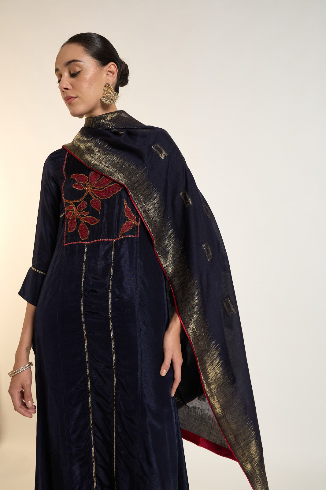 The Midnight Botanical Kurta Set