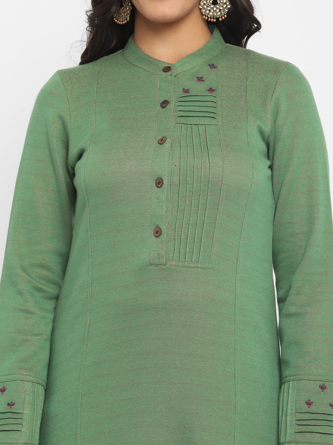 Fera Green  Woollen Kurta Set with Dupatta