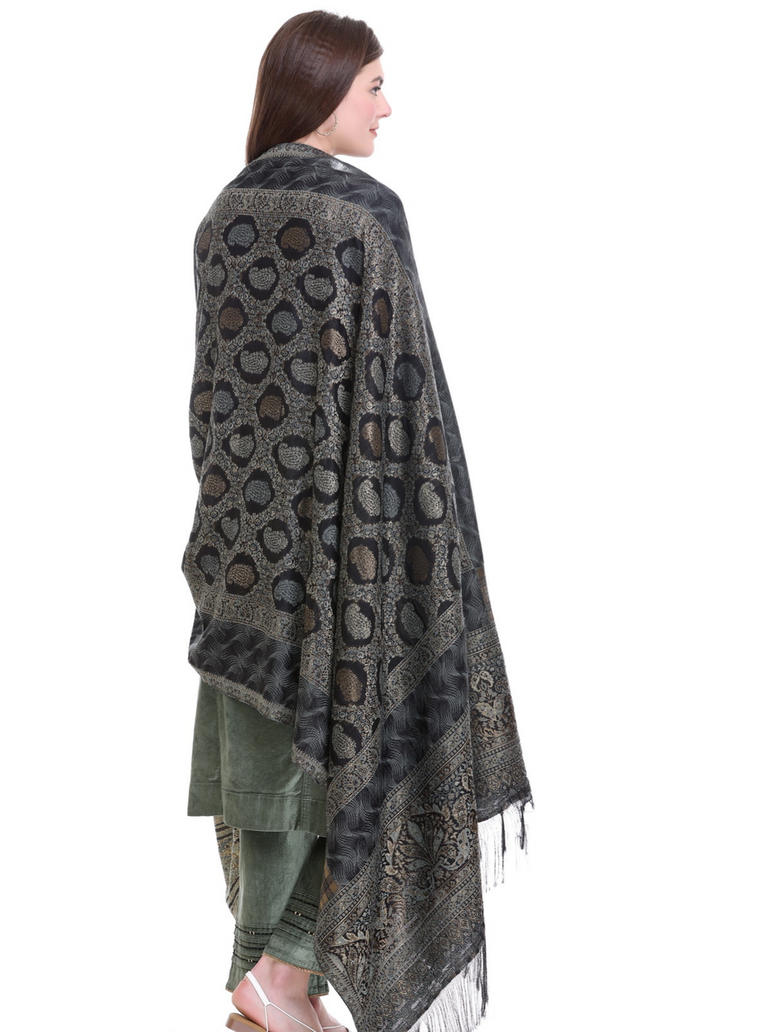 Aqua Green Velvet Straight Kurta Set with Dupatta