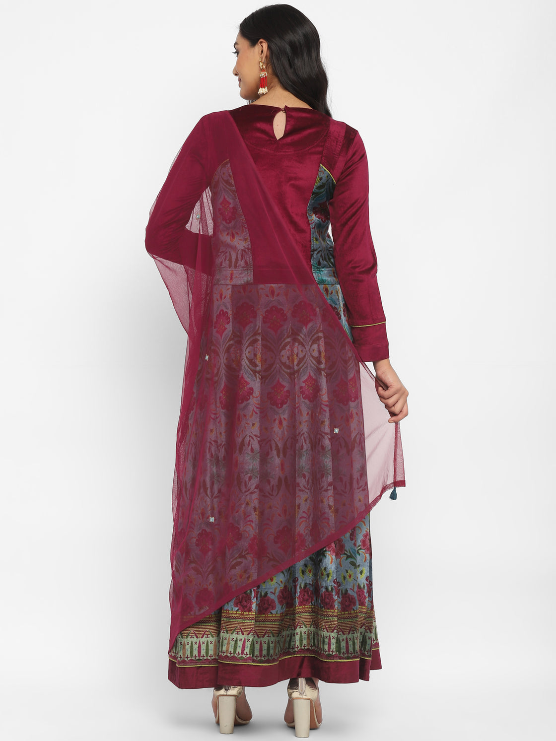 Rani Printed Velvet Straight Lehenga Set