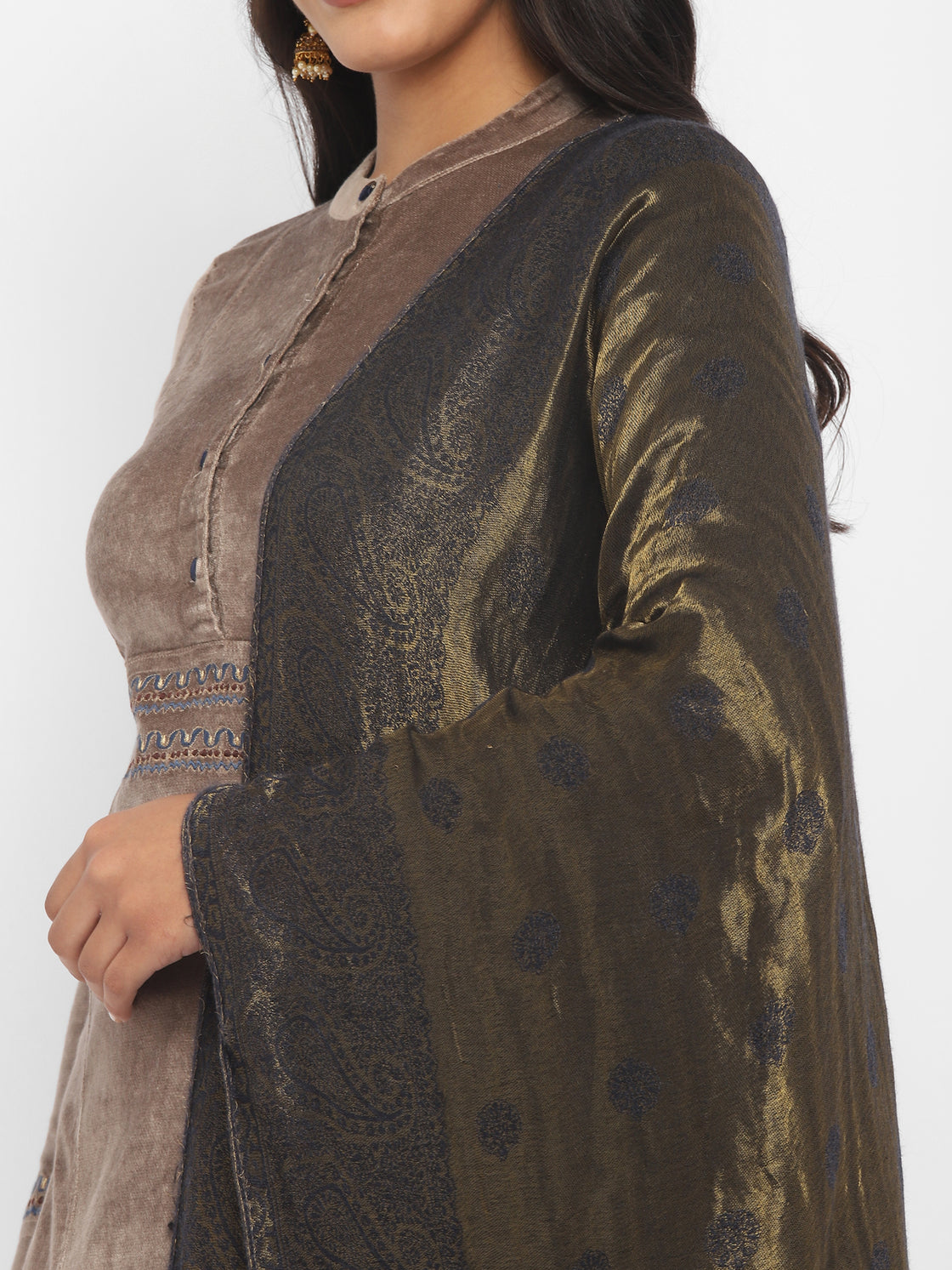 Mouse  Velvet Straight Kurta Set with Dupatta
